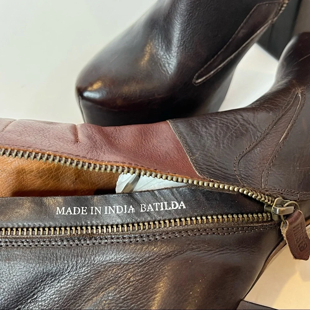 MIISTA Genuine Leather Platform Ankle Booties Two Tone Size 7 - Picture 5 of 11